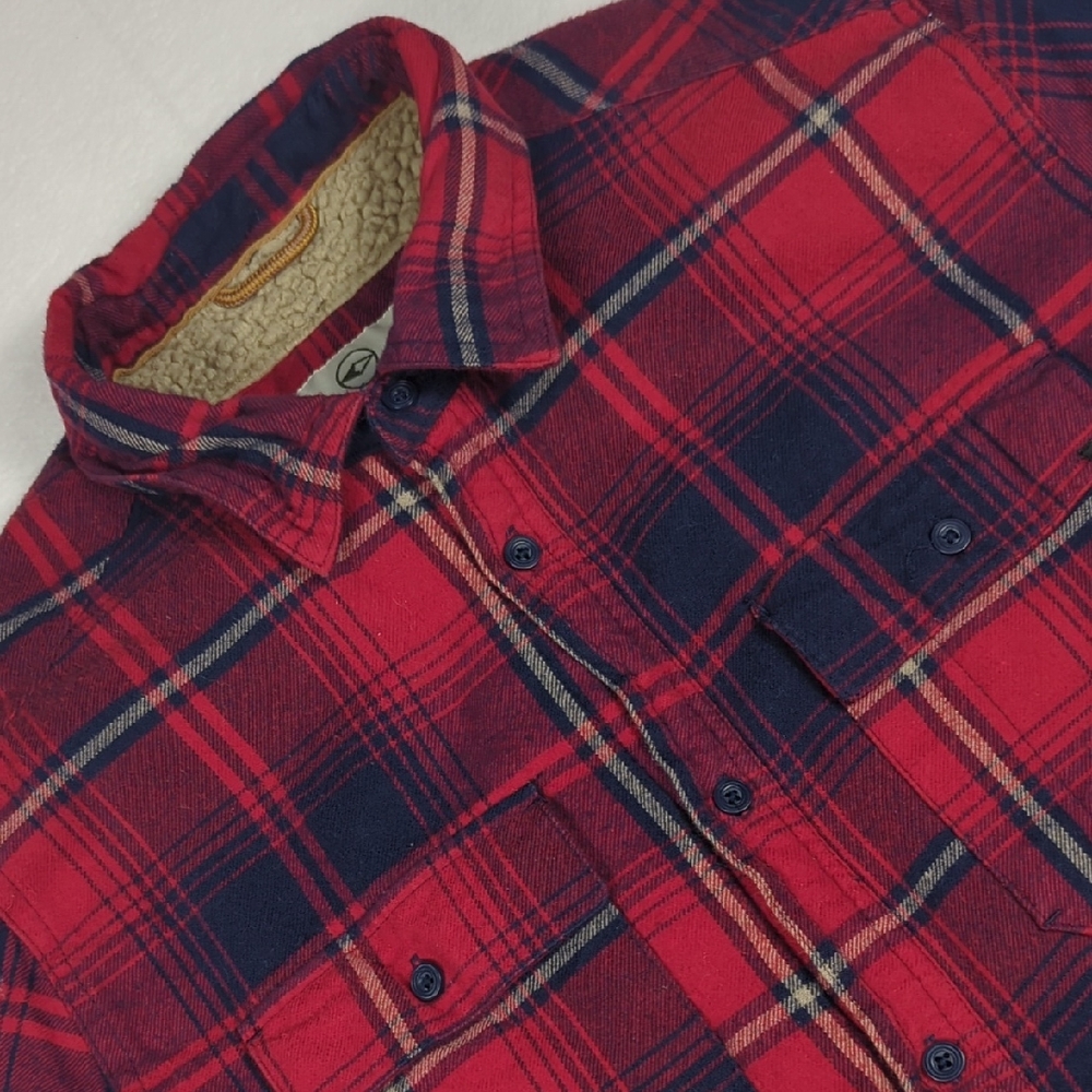 Dravus Plaid‎ Flannel Sherpa Lined Mens Shirt Jacket Size Medium